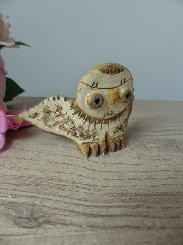 Chouette en céramique au sel signée Jacky Coville – Pièce artisanale française de l’atelier de Biot, objet de collection rare