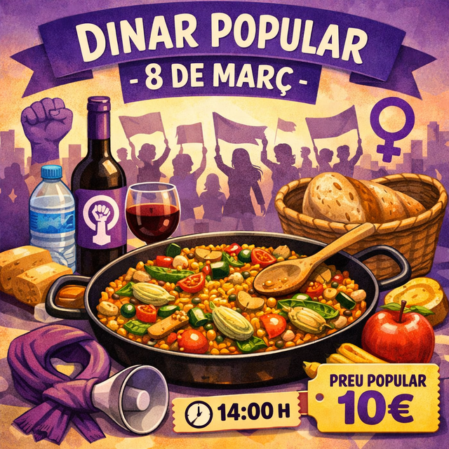 Dinar popular NO MIXT – 8 de març♀️ Diada Internacional de la Dona Treballadora