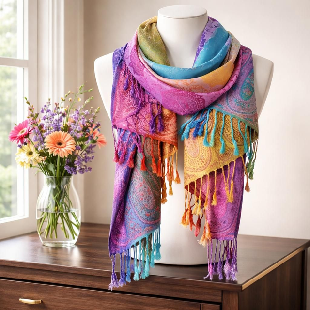 "Bohème" - Écharpe à franges