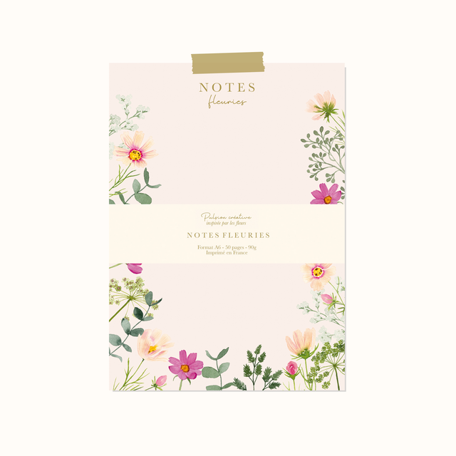 Bloc-notes A6 &quot;Notes fleuries&quot;