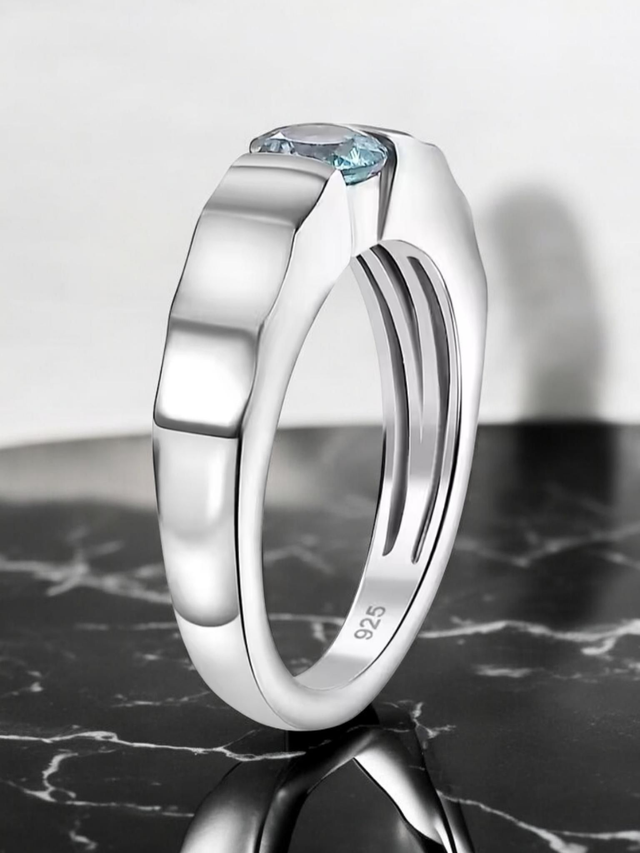 Beautiful Natural Aquamarine Zircon Solitaire Ring.