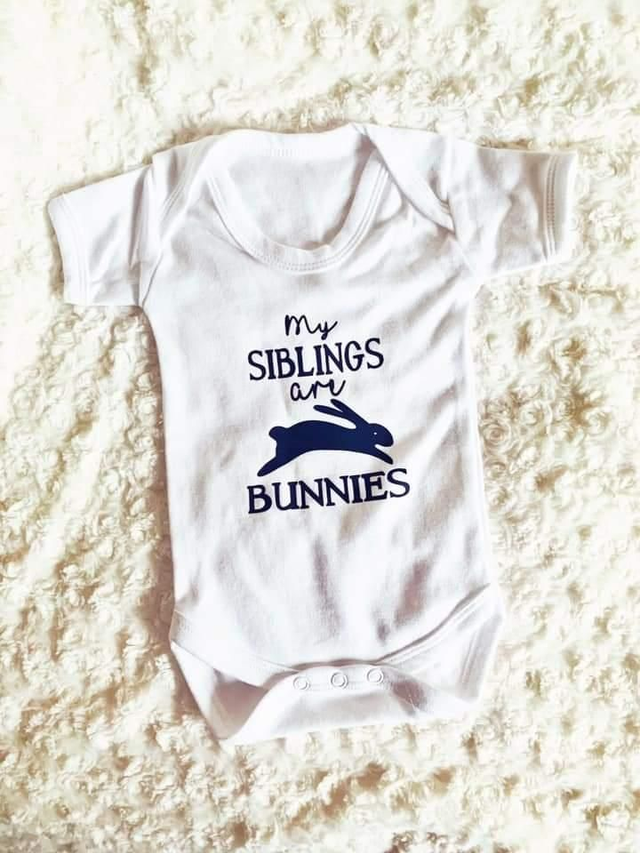 My siblings are bunnies baby vest 