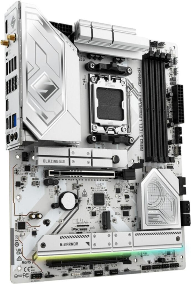 02.2.0120 – Scheda Madre ASRock B850 Steel Legend WiFi – ATX mid‑range bianca/argento con WiFi 7 per Ryzen 7000/8000/9000