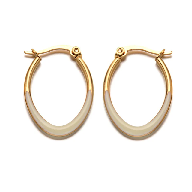 Créoles ovales - blanc cassé (doré)