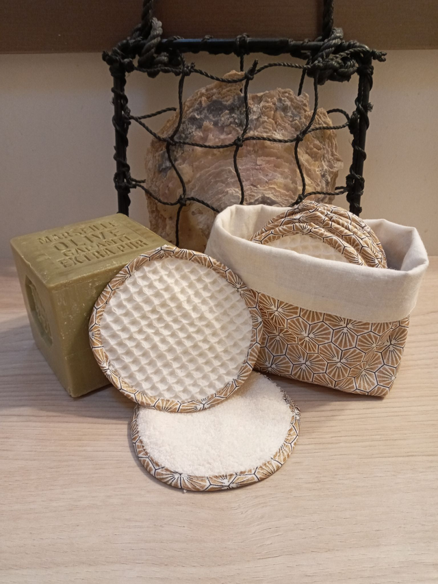 Lingettes Réutilisables (10) + Pochon Doré