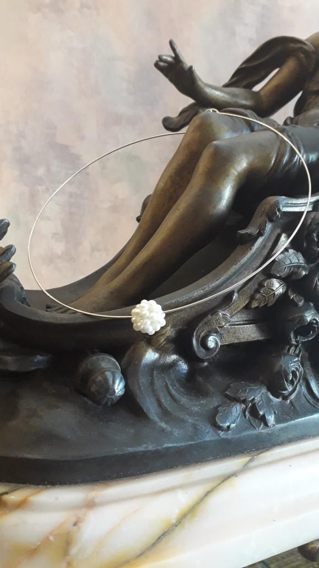 Collier perle de culture, argent 925.