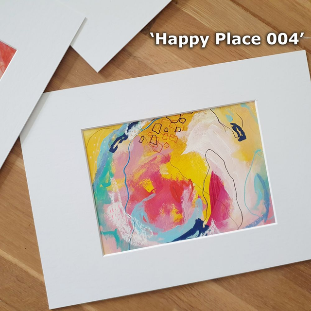 Abstracte schilderijen 'Happy Place' - nr 001/002/003/004 (prijs per stuk)