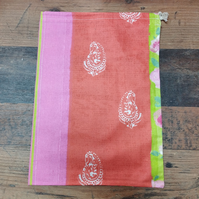 Bariolé orange et rose - Hauteur 40 cm x Largueur 26 cm