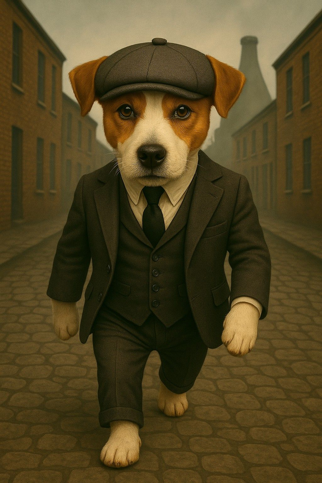 Jack Russell Framed Canvas Peaky Pooch