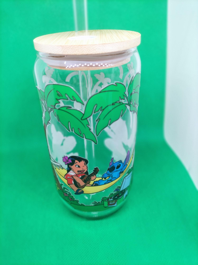  Verre avec paille en verre + goupillon 