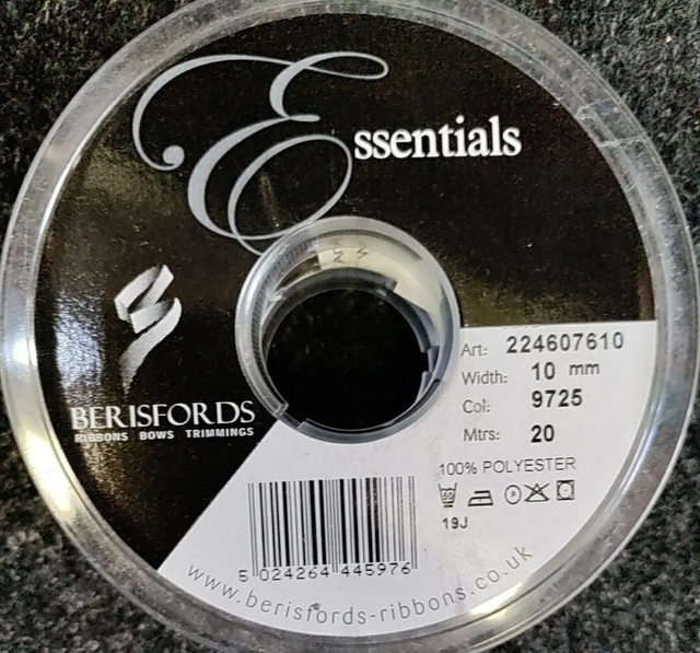 Berisfords Black Ribbon ¦ Full Reel of 20 Metres by 10mm 