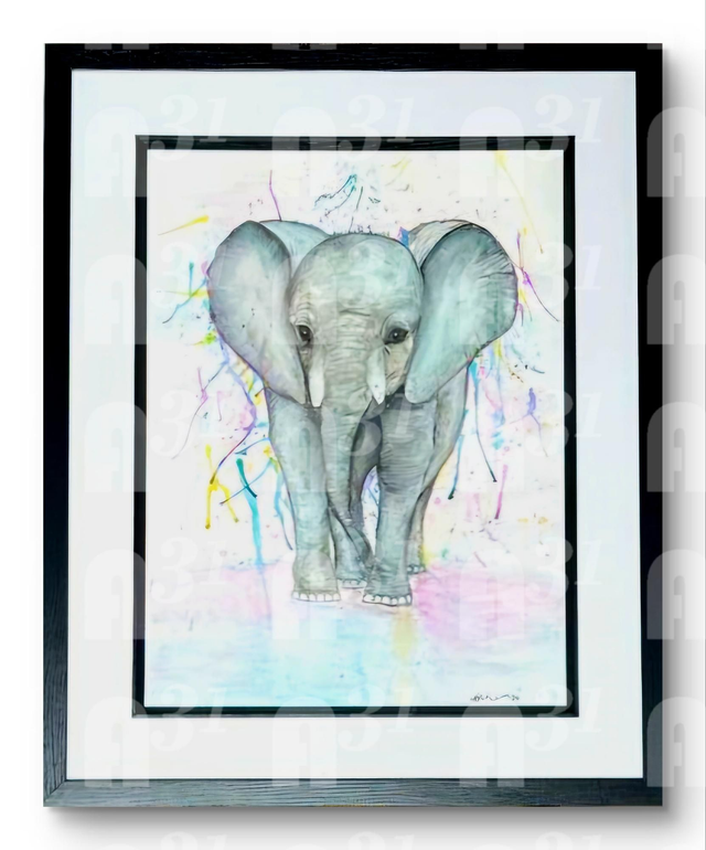 21. Elephant Original watercolour,  Rain Collection 