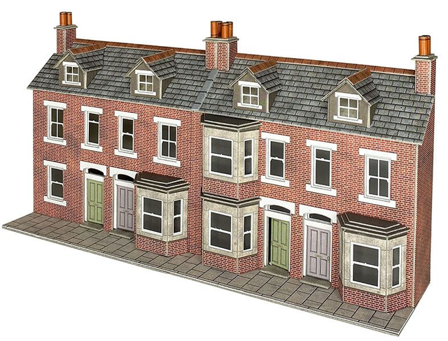 PO302 00/HO Scale Low Relief Terraced House Fronts – Brick