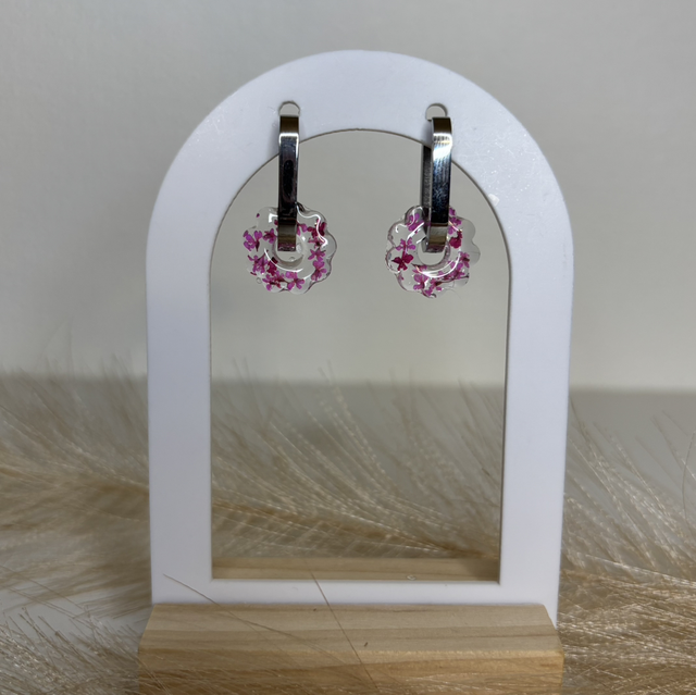 Pampilles fleur rose 