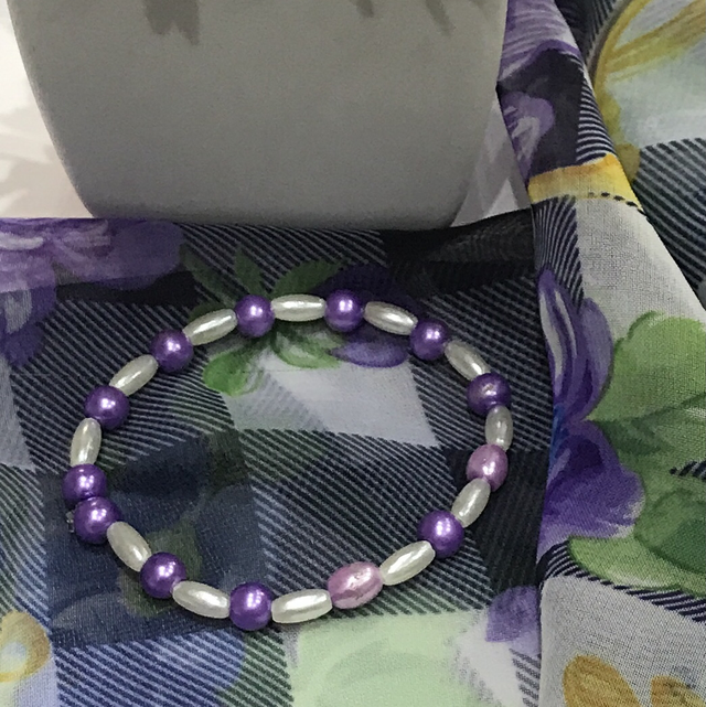 Purple/White Handmade Bracelet- BRA57