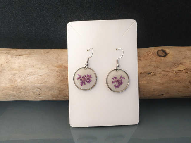 Boucles d'oreilles aux mille-fleurs violettes