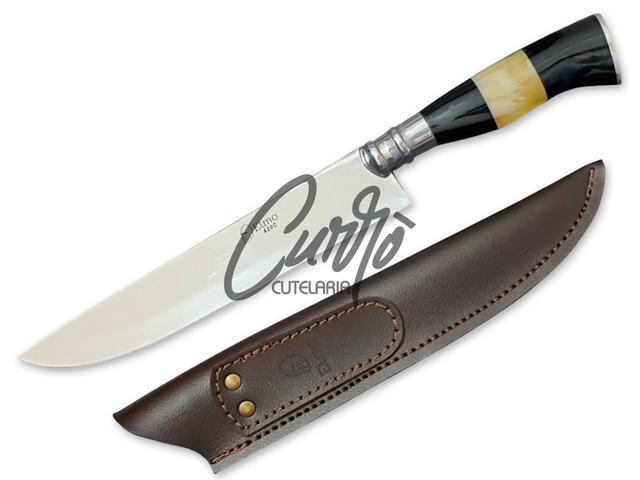 Faca Churrasco Elmo Inox Cabo Resina Tipo Chifre e Osso 9"