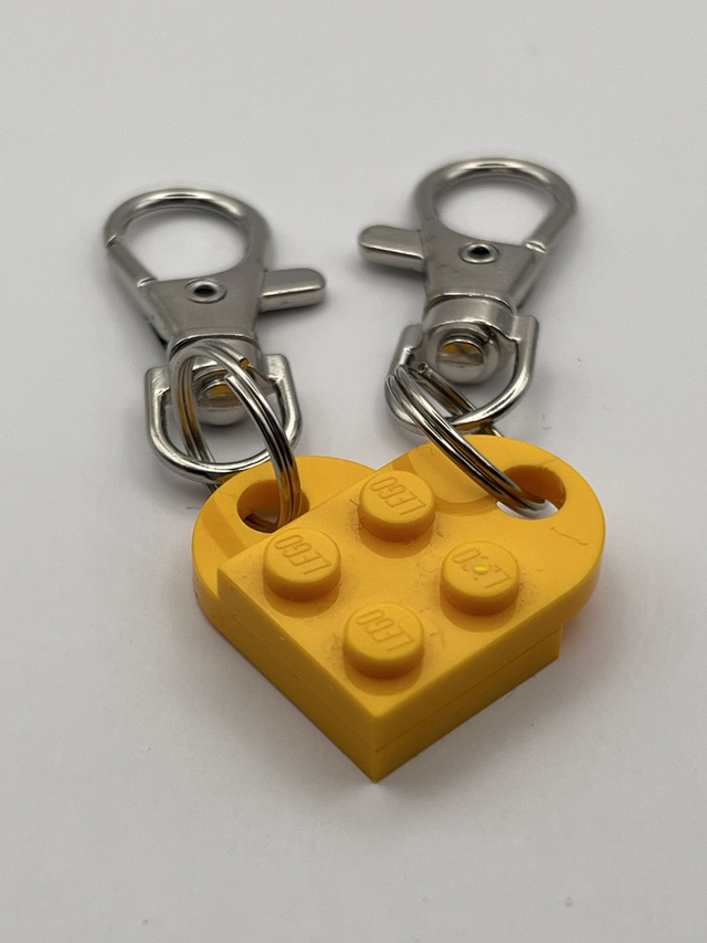 Lego Heart Keyring - Pale Orange.