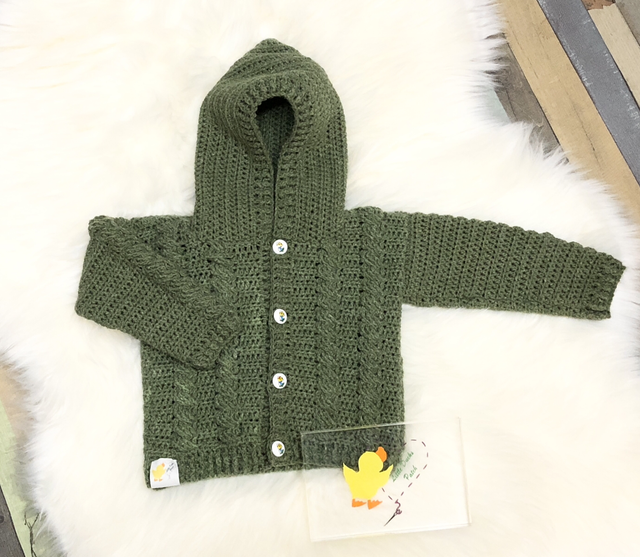 Sage Green Cabled Hoodie