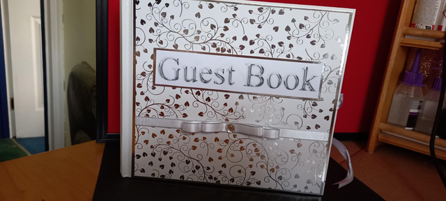 Wedding Guest Book (white &amp; silver hearts) 