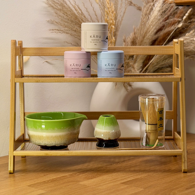 Matcha Set 4-teilig – Grünmarmor (Schale, Besen, Halter & Löffel)