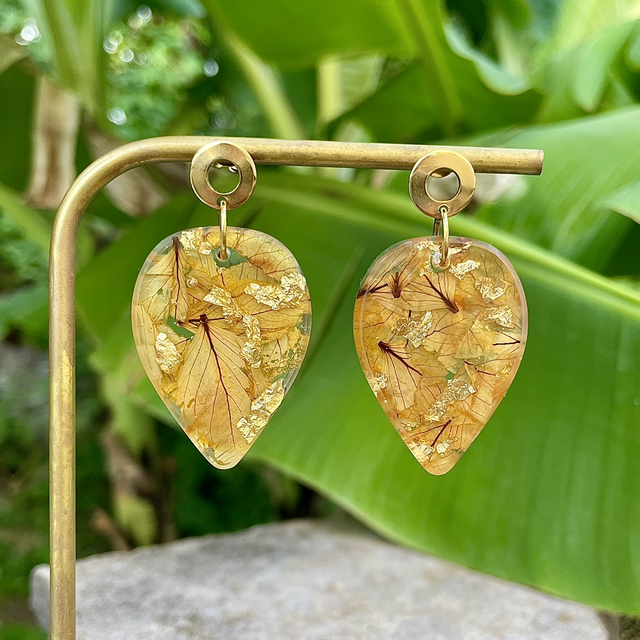 Boucles Alice - jaune pâle et or 