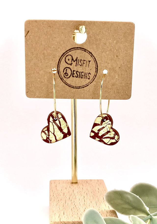 Gold leaf heart hoops