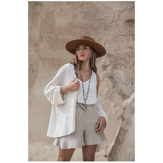 Maui Ruffle Short Linen Natural 