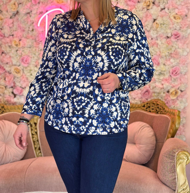 440-Blouse satinée bleu