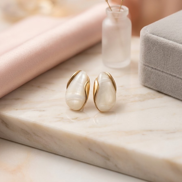 Orecchini Fluid Bianco e Oro