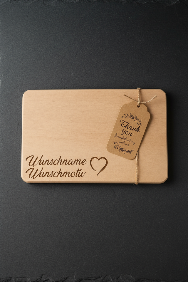 Personalisiertes Brettchen 22 x 14 x 1 cm Naturprodukt aus Buche 