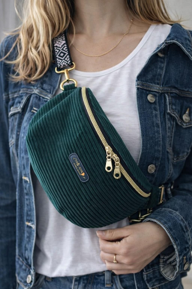 Sac Banane en Velours Côtelé Vert sapin