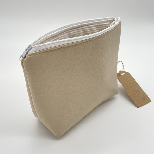 Kosmetiktasche Lisa - beiges Kunstleder