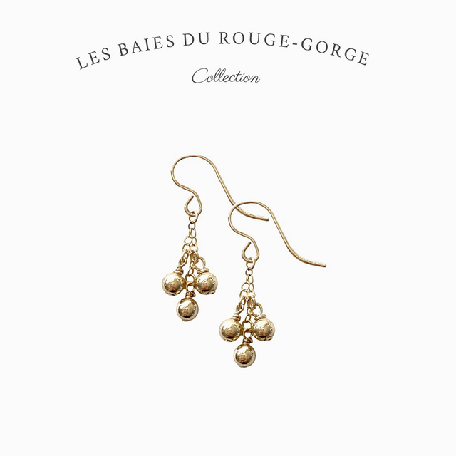 Boucles d&#039;oreilles en gold filled - Les baies du rouge-gorge