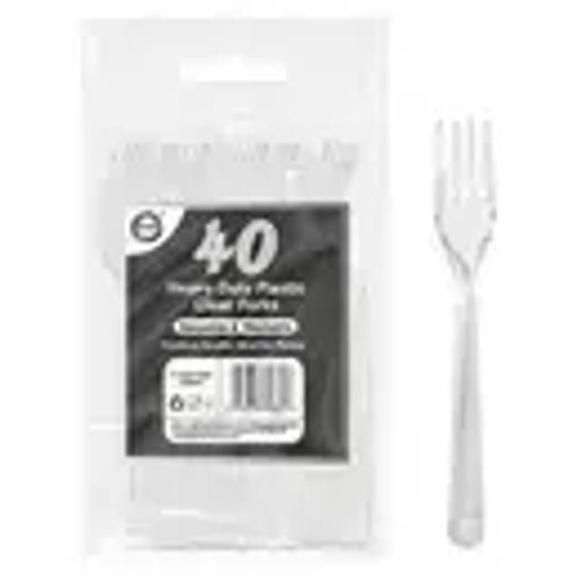 Deluxe Heavy Duty Reusable Plastic Clear Forks