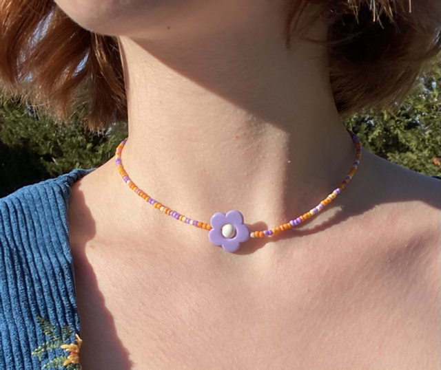 Ras de cou fleur violet 🪻