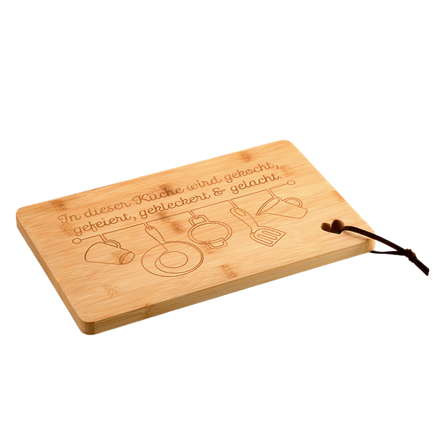 KESPER Bambus Schneidebrett mit Gravur & Herz-Ausschnitt – Nachhaltiges FSC®-Küchenbrett, dekorativ & vielseitig