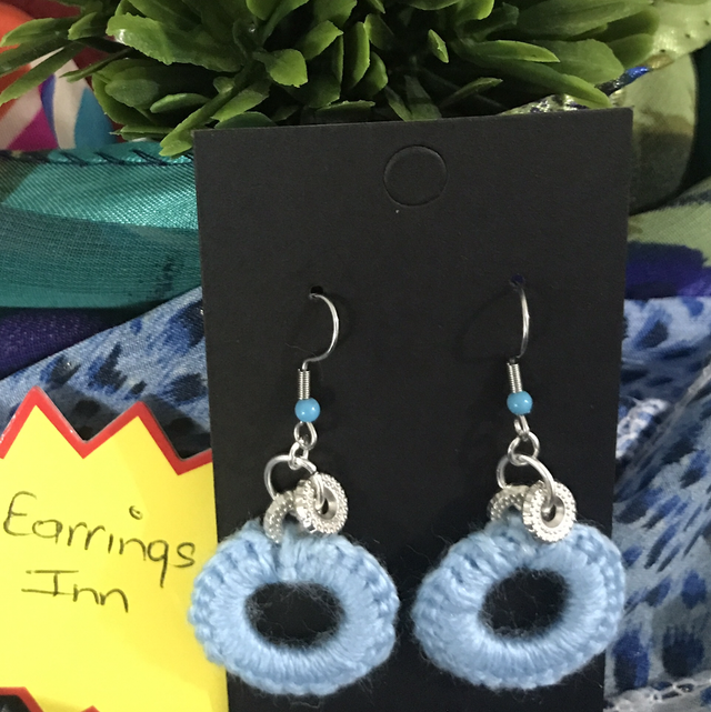 Blue Plain Crochet Dangling Earrings - PCOD14