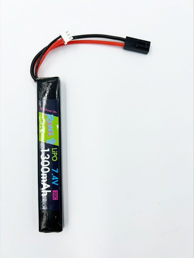 Rebel Battery - 1300mAh Lipo 7.4V 20C Stick - Mini Tamiya