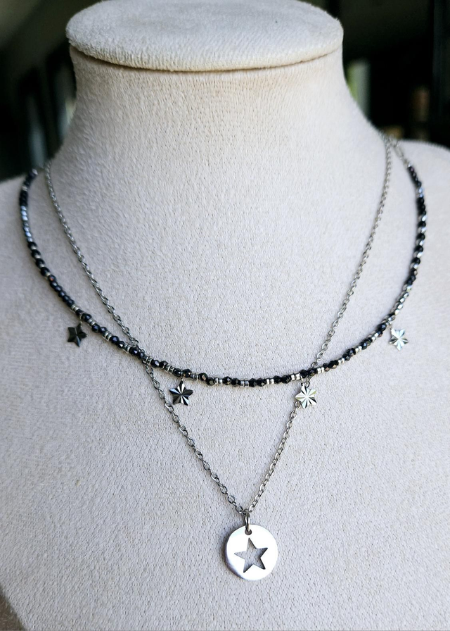 Collier double rangs étoile 