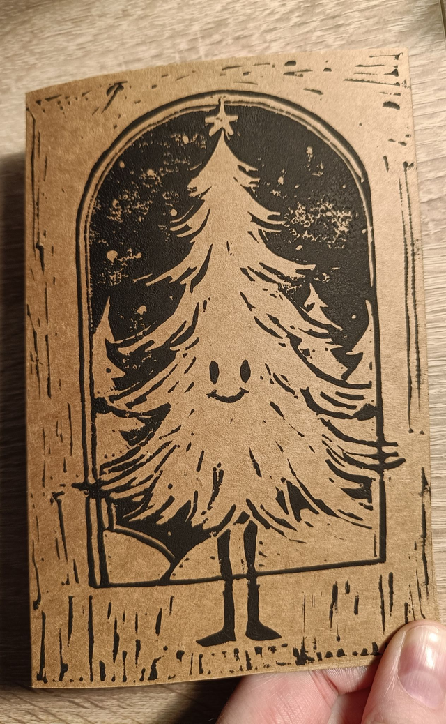 Lino Print Christmas Card