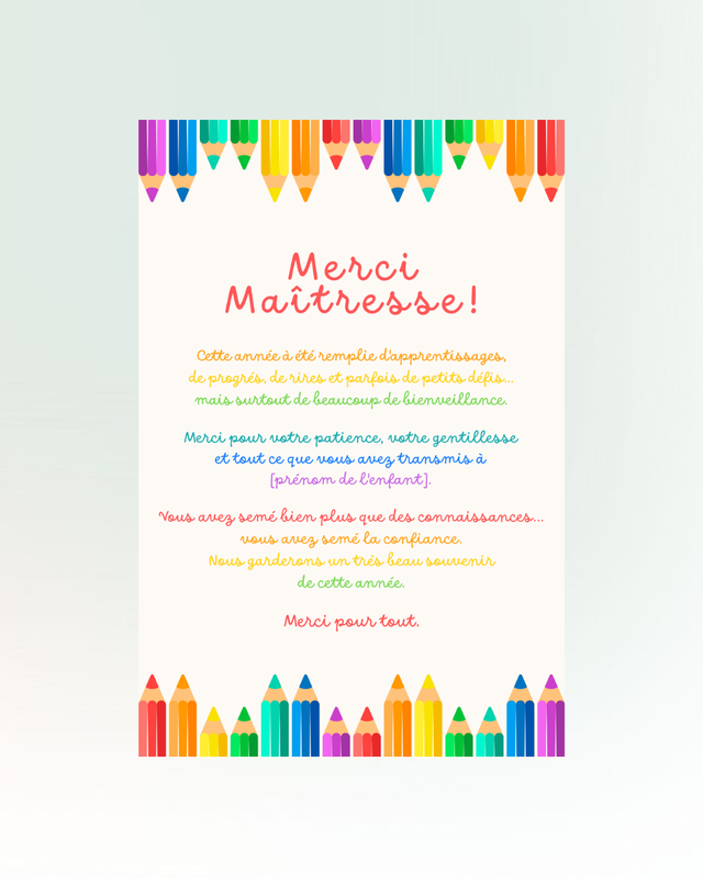 Carte Merci Maîtresse