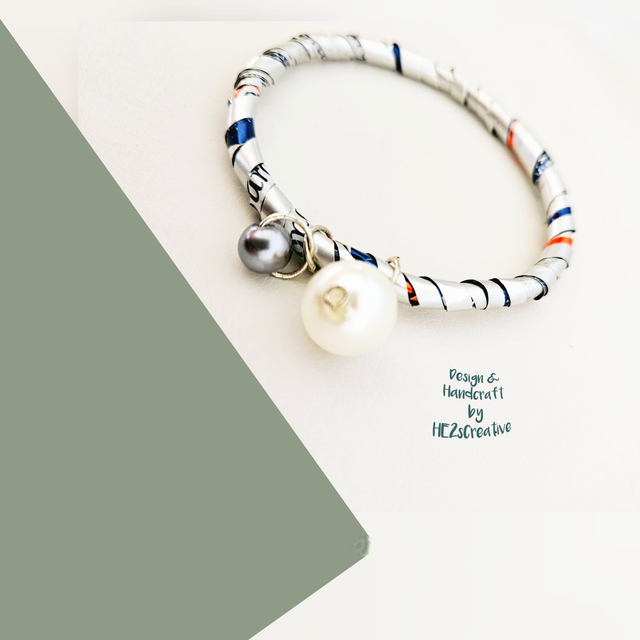 Simply Style Recycled Aluminum and Beads Handmade Unique Bracelet Lightweight