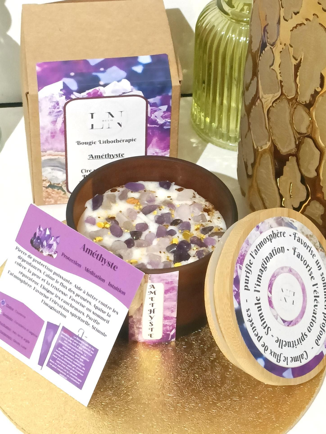 Bougie Lithothérapie Améthyste