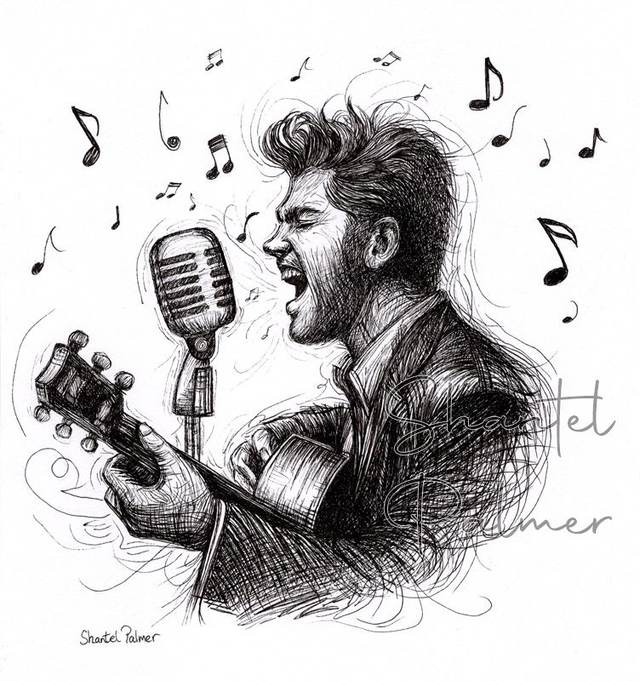 Scribble guitar singer sketch 