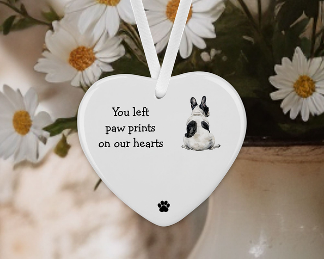 "French Bulldog"  Personalised Pet Memorial Ceramic Heart 