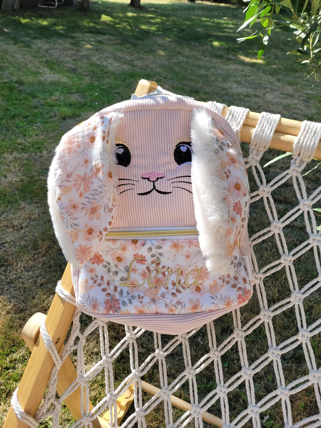 Sac à dos 🐰 zippé rose 