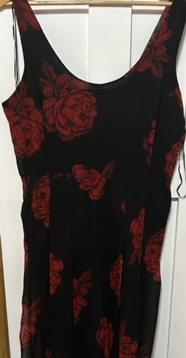 Simply Be - Black Flared Jumpsuit with Red Roses - Size 14 - 465
