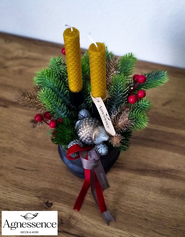 Kézműves kaspós - ünnepi asztaldísz