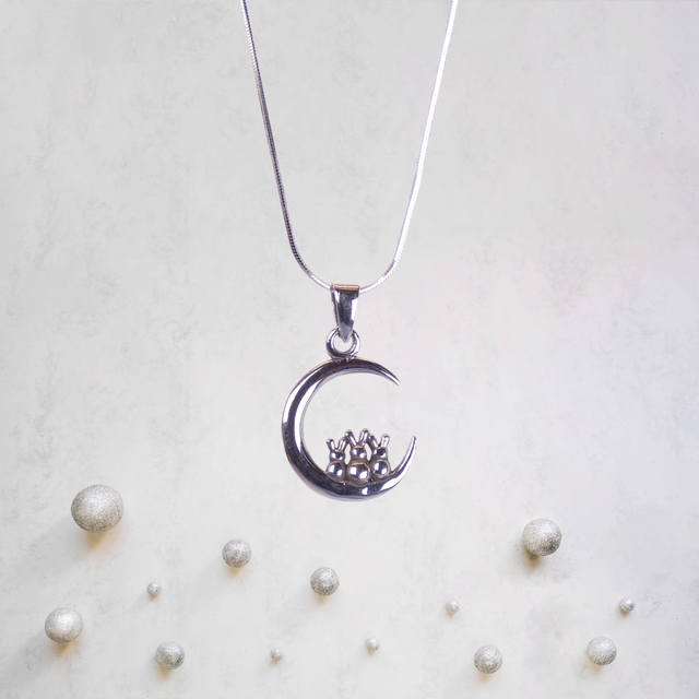 Sterling Silver Moon and Hares Pendant Necklace – Celestial Magic